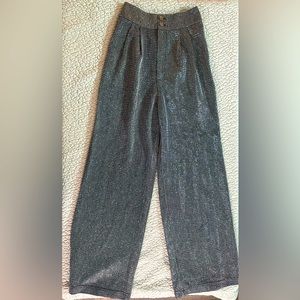 Silver Glitter Wide Leg Pants